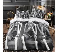 ZAWPPEUIO 3D Printed 3 Pcs Bedding Set Home Decor Design Skeleton Figures Comforter Cover Hypoallergenic All Season for Kids,Adults,Teenagers halloween Decor Quilt Cover Double（200x200cm）