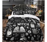 ZAWPPEUIO 3D Printed 3 Pcs Bedding Set Home Decor Hidden Zipper Extra Witchcraft Symbols Quilt Cover Breathable Wrinkle-Resistant for Adults,Boys,Teens Black Magic Duvet Cover King（220x240cm）