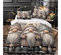 ZAWPPEUIO 3D Printed 3 Pcs Bedding Set Room Decor Design Extra Winter Gnomes Quilt Cover Breathable All Season for Adults,Kids,Youth Nordic Folklore Duvet Cover King（220x240cm）