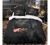 ZAWPPEUIO 3D Printed 3 Pcs Bedding Set Room Decor Zipper Closure Design Extra Soft Black Dog Portrait Quilt Cover Breathable All Season for Adults,Kids,Youth studio Pet Duvet Cover Single（135x200cm）