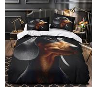 ZAWPPEUIO 3D Printed 3 Pcs Bedding Set Room Decor Zipper Extra Soft Dachshund Portrait Comforter Cover Breathable Wrinkle-Resistant for Youth,Boys,Children Realistic Dog Quilt Cover Single（135x200cm）