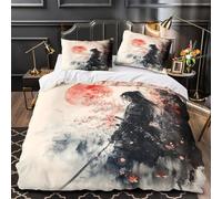ZAWPPEUIO 3D Printed 3 Pcs Bedding Set Room Decor Zipper Ultra Soft Samurai Warrior Quilt Cover Durable Easy Care for Adults,Teenagers,Boys traditional Japanese Duvet Cover Super king（260x220cm）