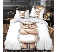 ZAWPPEUIO 3D Printed 3-Piece Bedding Set Bed Decor Zipper Closure Design Angry Llama Comforter Cover Washable Hypoallergenic for Boys,Girls,Adults coon Animal Quilt Cover Single（135x200cm）