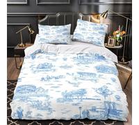 ZAWPPEUIO 3D Printed 3-Piece Bedding Set Bed Decor Zipper Closure Ultra Soft New York s Quilt Cover Breathable Wrinkle-Resistant for Youth,Adults,Boys blue Toile Duvet Cover Super king（260x220cm）