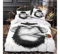 ZAWPPEUIO 3D Printed 3-Piece Bedding Set Bedroom Decor Extra Angry Monkey Duvet Cover Durable Hotel Quality for Girls,Youth,Adults coon Comforter Cover Single（135x200cm）