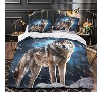 ZAWPPEUIO 3D Printed 3-Piece Bedding Set Home Decor Extra Snowy Wolf Standing Duvet Cover Easy Care Wrinkle-Resistant for Children,Adults,Women Wild Animal Comforter Cover Super king（260x220cm）