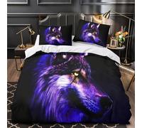 ZAWPPEUIO 3D Printed 3-Piece Bedding Set Home Decor Extra Wolf Portrait Duvet Cover Washable Wrinkle-Resistant for Teenagers,Boys,Adults Digital Fantasy Comforter Cover Double（200x200cm）