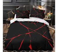 ZAWPPEUIO 3D Printed 3-Piece Bedding Set Home Decor Hidden Zipper Extra Soft Red Cracks on Black Quilt Cover Breathable Wrinkle-Resistant for Adults,Boys,Teens Duvet Cover Single（140x200cm）