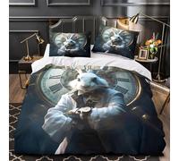 ZAWPPEUIO 3D Printed 3-Piece Bedding Set Home Decor Hidden Zipper Super Steampunk Rabbit Quilt Cover Easy Care Machine Washable for Teenagers,Boys,Women fantasy Character Duvet Cover King（220x240cm）