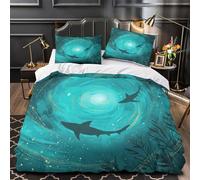 ZAWPPEUIO 3D Printed 3-Piece Bedding Set Home Decor Ultra Underwater Sharks Comforter Cover Machine Washable All Season for Adults,Kids,Children istic Ocean Duvet Cover Double（200x200cm）