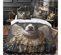 ZAWPPEUIO 3D Printed 3-Piece Bedding Set Home Decor Zipper Extra Soft Royal Dog Portrait Duvet Cover Breathable Anti-allergic for Youth,Boys,Adults Baroque Pet Comforter Cover Single（135x200cm）