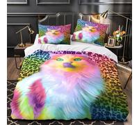 ZAWPPEUIO 3D Printed 3-Piece Bedding Set Home Decor Zipper Super Soft Rainbow Cat Quilt Cover Durable Anti-allergic for Adults,Women,Children digital Duvet Cover Single（135x200cm）