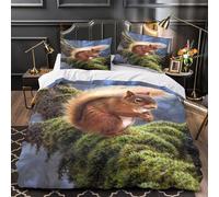 ZAWPPEUIO 3D Printed 3-Piece Bedding Set Room Decor Hidden Zipper Ultra Red Squirrel Perched Comforter Cover Hypoallergenic Easy Care for Kids,Youth,Teens Quilt Cover Single（135x200cm）