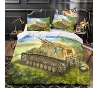 ZAWPPEUIO 3D Printed 3-Piece Bedding Set Room Decor Zipper Extra Soft Military Tank Comforter Cover Breathable Wrinkle-Resistant for Youth,Boys,Children warfare Quilt Cover King（220x240cm）