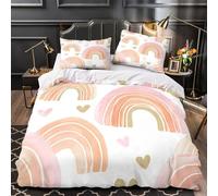 ZAWPPEUIO 3D Printed 3 Pieces Bedding Set Bed Decor Hidden Zipper Super Soft Rainbow Quilt Cover Washable Wrinkle-Resistant for Youth,Kids,Women Pastel Soft Duvet Cover Double（200x200cm）