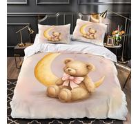 ZAWPPEUIO 3D Printed 3 Pieces Bedding Set Bed Decor Hidden Zipper Ultra Soft Cute Teddy Bear Quilt Cover Breathable Anti-allergic for Kids,Adults,Teenagers soft Bedtime Duvet Cover King（220x240cm）