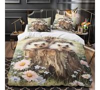ZAWPPEUIO 3D Printed 3 Pieces Bedding Set Bedroom Decor Extra Cute Hedgehogs Comforter Cover Machine Washable Hotel Quality for Youth,Teens,Boys Nature Quilt Cover King（220x240cm）