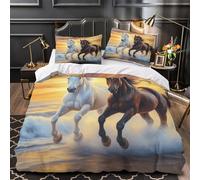 ZAWPPEUIO 3D Printed 3 Pieces Bedding Set Bedroom Decor Zipper Closure Ultra Wild Horses Galloping Comforter Cover Breathable Anti-allergic for Girls,Kids,Youth Quilt Cover Super king（260x220cm）