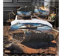 ZAWPPEUIO 3D Printed 3 Pieces Bedding Set Room Decor Design Super Desert Tank Warfare Quilt Cover Washable Wrinkle-Resistant for Kids,Women,Teenagers Military Vehicle Duvet Cover King（220x240cm）