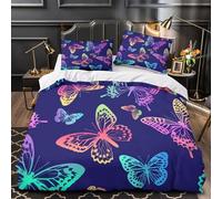 ZAWPPEUIO 3D Printed 3 Pieces Bedding Set Room Decor Hidden Zipper Super Soft Butterfly Quilt Cover Durable Easy Care for Adults,Women,Teens Rainbow Vibrant Duvet Cover Single（140x200cm）