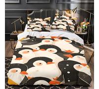 ZAWPPEUIO 3D Printed 3 Pieces Bedding Set Room Decor Zipper Closure Ultra Penguins Group Quilt Cover Hypoallergenic Easy Care for Youth,Kids,Adults Coon Animal Duvet Cover Super king（260x220cm）