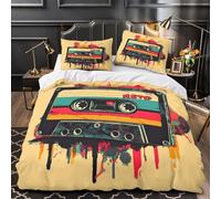 ZAWPPEUIO 3D Printed 3PCs Bedding Set Bed Decor Design Super Retro Cassette Comforter Cover Washable Hypoallergenic for Boys,Girls,Adults Vintage Music Quilt Cover King（220x240cm）
