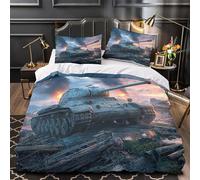 ZAWPPEUIO 3D Printed 3PCs Bedding Set Bed Decor Super Battle Tank Quilt Cover Hypoallergenic All Season for Adults,Boys,Children Military Warfare Duvet Cover King（220x240cm）
