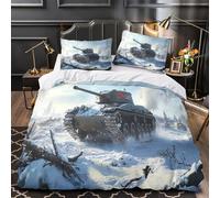 ZAWPPEUIO 3D Printed 3PCs Bedding Set Bed Decor Zipper Closure Design Super Winter Tank Comforter Cover Washable Hypoallergenic for Boys,Girls,Adults Military Warfare Quilt Cover King（220x240cm）