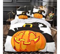 ZAWPPEUIO 3D Printed 3PCs Bedding Set Bed Decor Zipper Closure Super Soft Halloween Pumpkin Quilt Cover Hypoallergenic All Season for Adults,Boys,Children coon Festive Duvet Cover Single（135x200cm）