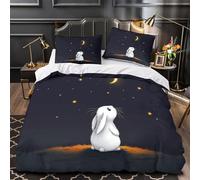 ZAWPPEUIO 3D Printed 3PCs Bedding Set Bed Decor Zipper Super Soft Cute Rabbit Night Comforter Cover Washable Machine Washable for Youth,Kids,Women coon Whimsical Quilt Cover Double（200x200cm）