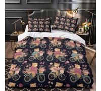 ZAWPPEUIO 3D Printed 3PCs Bedding Set Bedroom Decor Hidden Zipper Super Cute Bears Cycling Comforter Cover Easy Care Machine Washable for Boys,Kids,Women floral Quilt Cover Double（200x200cm）