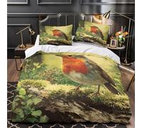 ZAWPPEUIO 3D Printed 3PCs Bedding Set Bedroom Decor Hidden Zipper Super Robin Bird Comforter Cover Washable Hypoallergenic for Girls,Kids,Teenagers Nature Painting Quilt Cover Double（200x200cm）