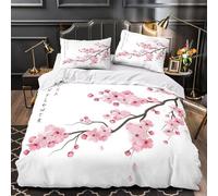 ZAWPPEUIO 3D Printed 3PCs Bedding Set Bedroom Decor Super Sakura Branch Comforter Cover Easy Care Machine Washable for Boys,Kids,Women Japanese Floral Quilt Cover Super king（260x220cm）