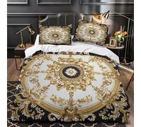 ZAWPPEUIO 3D Printed 3PCs Bedding Set Bedroom Decor Zipper Closure Super Ornate Ceiling Quilt Cover Machine Washable Easy Care for Kids,Teens,Adults Baroque Floral Duvet Cover Double（200x200cm）