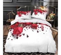 ZAWPPEUIO 3D Printed 3PCs Bedding Set Bedroom Decor Zipper Ultra Soft Red Roses Comforter Cover Breathable Durable for Girls,Kids,Teenagers Valentine Love Theme Quilt Cover King（220x240cm）