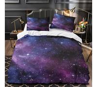ZAWPPEUIO 3D Printed 3PCs Bedding Set Bedroom Decor Zipper Ultra Soft Starry Cosmic Comforter Cover Breathable Durable for Girls,Kids,Teenagers Galactic Nebula Quilt Cover King（220x240cm）