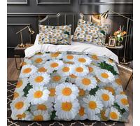 ZAWPPEUIO 3D Printed 3PCs Bedding Set Home Decor Extra Daisy Flowers Quilt Cover Hypoallergenic All Season for Girls,Boys,Adults Natural Garden Duvet Cover Super king（260x220cm）