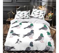 ZAWPPEUIO 3D Printed 3PCs Bedding Set Home Decor Hidden Zipper Extra Pigeon Illustration Quilt Cover Washable All Season for Adults,Kids,Girls vector Coon Duvet Cover Double（200x200cm）