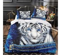 ZAWPPEUIO 3D Printed 3PCs Bedding Set Home Decor Hidden Zipper Extra White Tiger Cub Quilt Cover Washable All Season for Adults,Kids,Girls istic Wildlife Duvet Cover Single（140x200cm）
