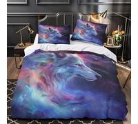 ZAWPPEUIO 3D Printed 3PCs Bedding Set Home Decor Hidden Zipper Super Cosmic Wolf Duvet Cover Durable Easy Care for Adults,Youth,Children Fantasy Comforter Cover King（220x240cm）