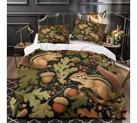 ZAWPPEUIO 3D Printed 3PCs Bedding Set Home Decor Ultra Forest Squirrels Duvet Cover Durable Easy Care for Teenagers,Children,Boys nature Comforter Cover Super king（260x220cm）