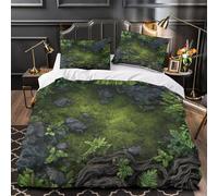 ZAWPPEUIO 3D Printed 3PCs Bedding Set Room Decor Hidden Zipper Ultra Forest Ground Comforter Cover Hypoallergenic All Season for Youth,Kids,Teens Natural Mossy Terrain Quilt Cover Double（200x200cm）