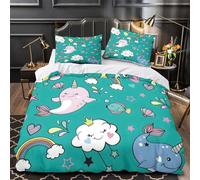 ZAWPPEUIO 3D Printed 3PCs Bedding Set Room Decor Zipper Super Soft Narwhal Coon Quilt Cover Durable Hotel Quality for Girls,Youth,Teenagers Kids Fantasy Duvet Cover Super king（260x220cm）