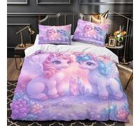 ZAWPPEUIO 3D Printed 3PCs Bedding Set Room Decor Zipper Super Soft Unicorn Couple Quilt Cover Durable Hotel Quality for Girls,Youth,Teenagers Fantasy Winged Ponies Duvet Cover Single（140x200cm）