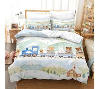 ZAWPPEUIO Beautiful Quilt Cover And Animal Train Bedspread with Soft Lightweight Comforter And Ultrasoft Hypoallergenic for Kids Boys Girls And Children Made with 3D Print Single（140x200cm）