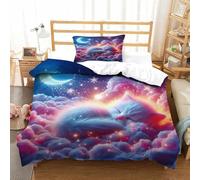 ZAWPPEUIO Cat Bedspread And Absolutely Stunning Quilt Cover with with Zipper Closure Soft Easy Care And Comforter for Children And Kids Boys Girls Made with 3D Print Single（135x200cm）