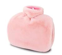 ZAWQFDZ Hot Water Bottle, Portable Hot Water Bag, PVC Hot Water Bottle, with Detachable Velvet Cover, Hot and Cold Therapy(Pink)