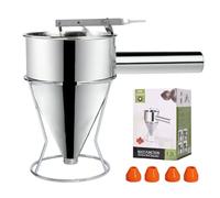 Zaxiva Dough Scoop, 1200 ml Stainless Steel Pancake Dough Dispenser, Multi-Calibre Kitchen Baking Funnel, Scoop Dough with Stand and 4 Different Nozzles for Pancakes Desserts