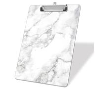 ZAXMEY Plastic A4 Clipboards, Cute Clipboard Stardard Letter Size for Teacher, Kids, Lightweight Clip Board, Decorative Clip Boards, Office Clipboard, School Supplies, White Marble