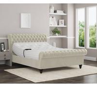 Zaye Living Lucia Electric Adjustable Upholstered Sleigh Bed Frame in Cream | Size: Super King Zaye Living Cream Super King